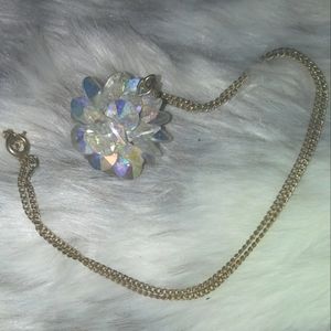 Vintage Women's Aurora Borealis Crystal Cluster Pendant Necklace